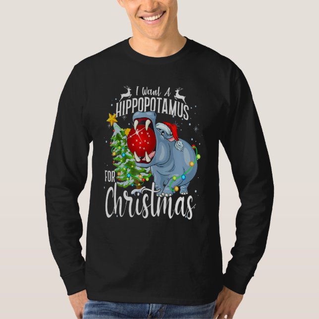 I Want A Hippopotamus For Christmas  Hippo Pajamas T Shirt (Framsida)
