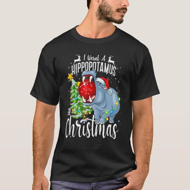 I Want A Hippopotamus For Christmas  Hippo Pajamas T Shirt (Framsida)