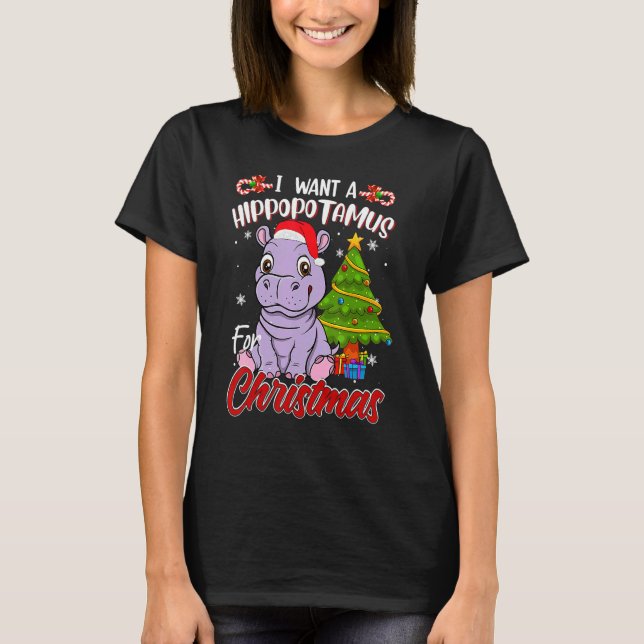 I Want A Hippopotamus For Christmas  Hippo Pajamas T Shirt (Framsida)