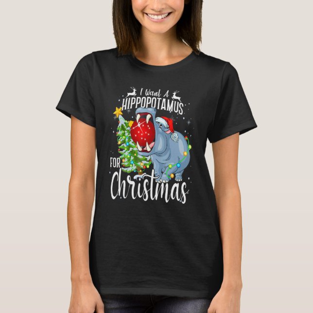 I Want A Hippopotamus For Christmas  Hippo Pajamas T Shirt (Framsida)