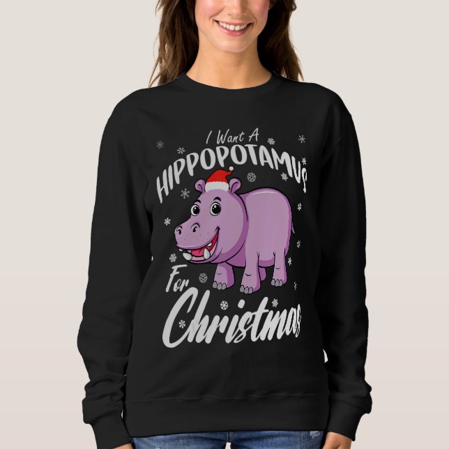 I Want A Hippopotamus For Christmas  Xmas Hippo T Shirt (Framsida)