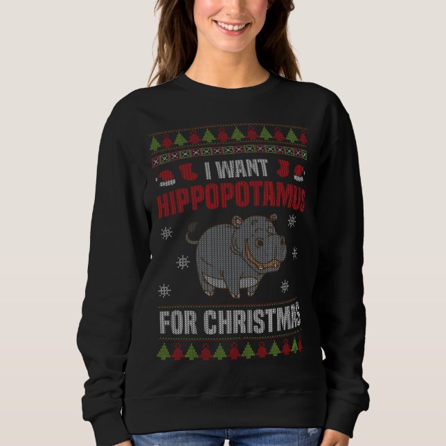 I Want A Hippopotamus For Christmas Xmas Hippo T Shirt (Framsida)