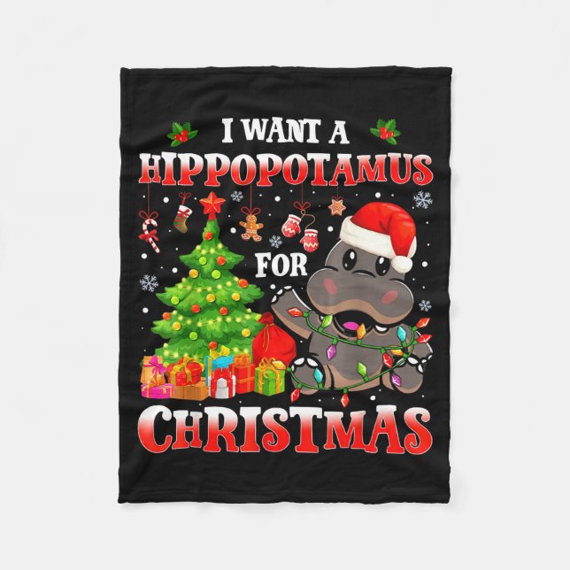 I Want A Hiptamus Christmas Funny Xmas Hip Lover  Fleecefilt (Framsidan)