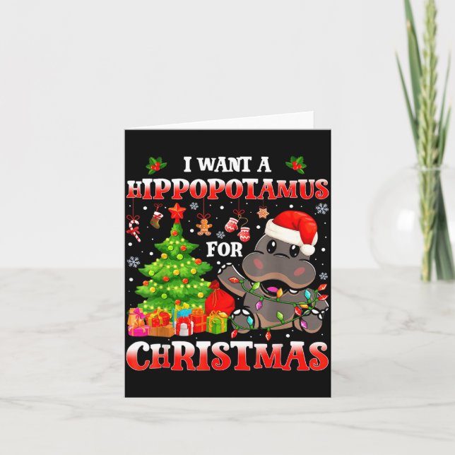 I Want A Hiptamus Christmas Funny Xmas Hip Lover  Kort (Framsida)