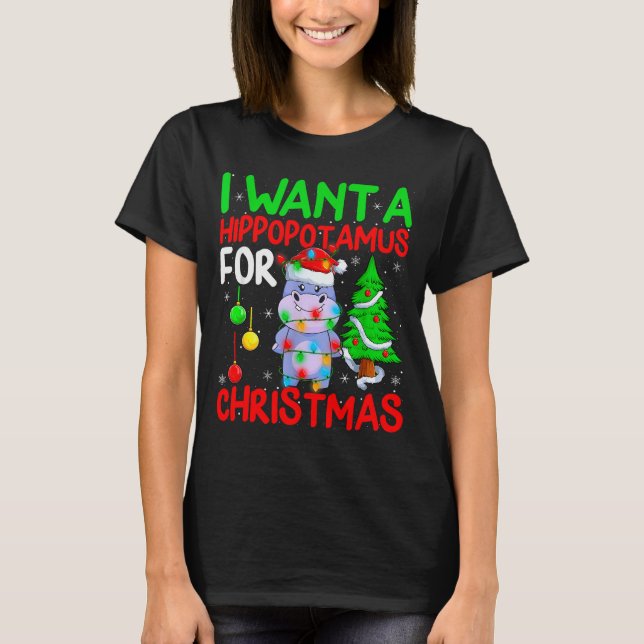 I Want A Hiptamus For Christmas Hip Xmas Boys Girl T Shirt (Framsida)