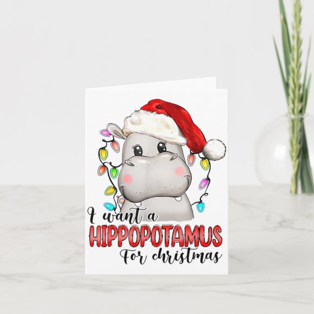 I Want A Hiptamus For Christmas Xmas Hip Lover  Kort (Framsida)