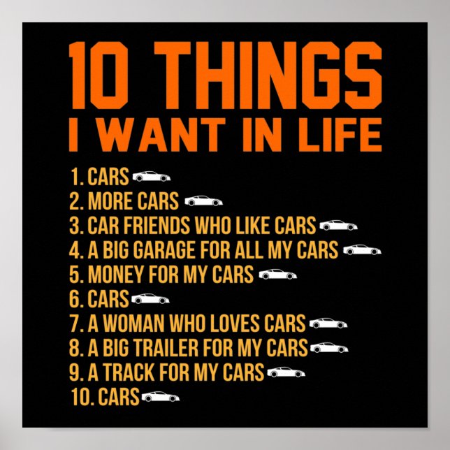 I Want Cars In Life Mechanic Auto Mechanics Work Poster (Framsidan)