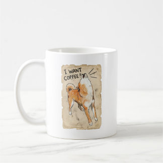 I Want Coffee – Screaming Shiba Inu Vintage Sketch Kaffemugg