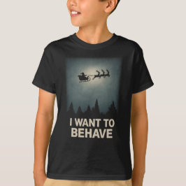 I Want to Behave – Vintage Dark Santa Silhouette T Shirt