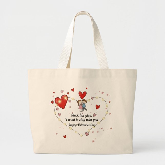 I want to stay with you couple valentine heart jumbo tygkasse (Framsidan)