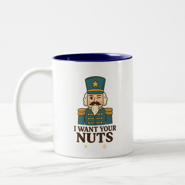 I Want Your Nuts - Nutcracker Two-Tone Mug Två-Tonad Mugg (Vänster)