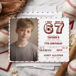 I Was 6, Now I’m 7 – Baseball 7th Birthday Inbjudningar