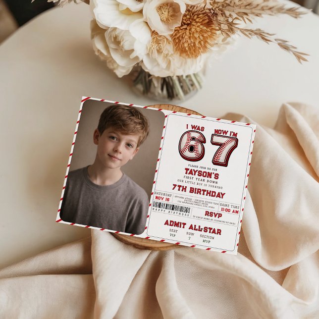 I Was 6, Now I’m 7 – Baseball 7th Birthday Inbjudningar (I Was 6, Now I’m 7 – Baseball 7th Birthday Invitation
)