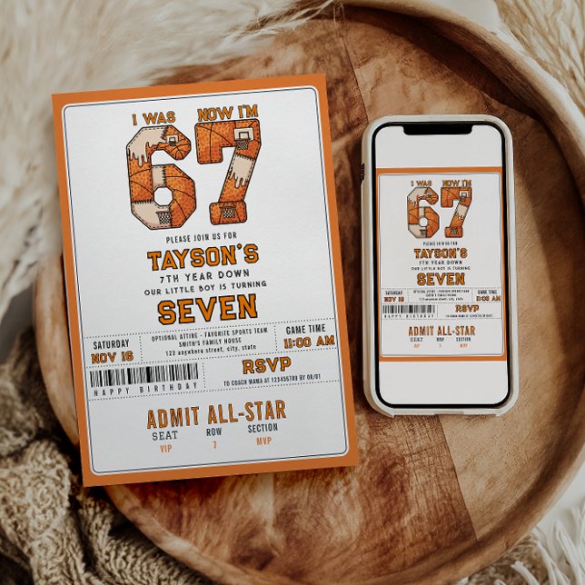 I Was 6, Now I’m 7 – Basketball 7th Birthday Inbjudningar (I Was 6, Now I’m 7 – Basketball 7th Birthday Invitation
)