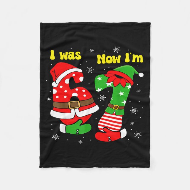 I Was 6 Now I'm 7 67 Seven Year Old Birthday Girls Fleecefilt (Framsidan)