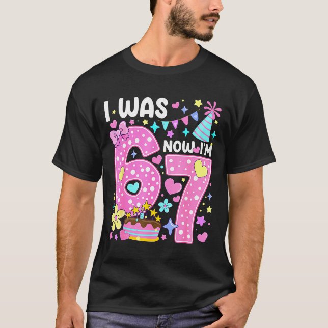 I Was 6 Now I'm 7 7th Birthday Girl Nk Coquette Bo T Shirt (Framsida)