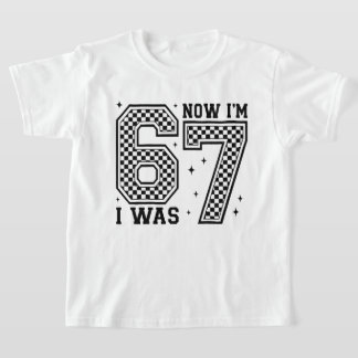 I Was 6 Now I'm 7 Checkerboard Number Birthday T Shirt