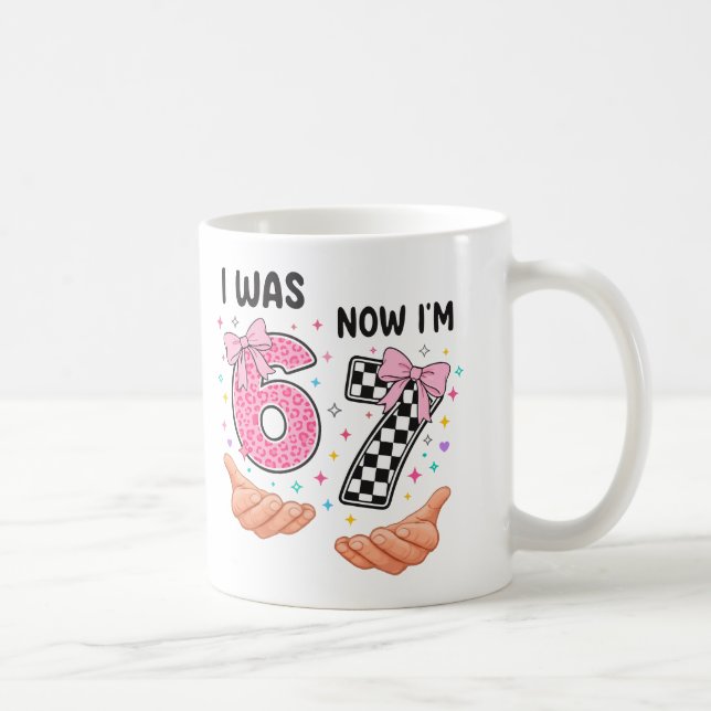 I was 6 now I'm 7 cute birthday numbers Kaffemugg (Höger)