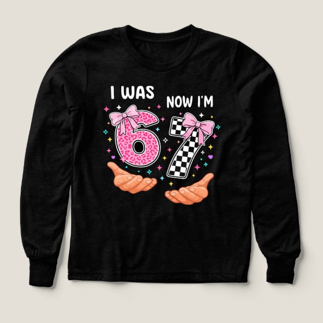I was 6 now I'm 7 cute birthday numbers T Shirt (Design framsida)