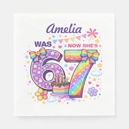 I Was 6 Now I'm 7 Girls 7th Birthday  Pappersservett