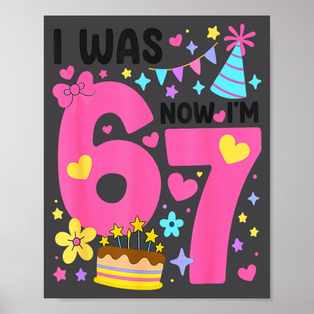 I Was 6 Now I'm 7 Year Old Birthday 7th Kids Funny Poster (Framsidan)