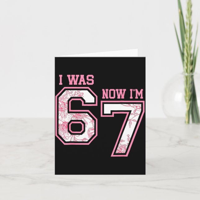 I Was 6 Now I'm 7 Year Old Birthday Girls Coquette Kort (Framsida)