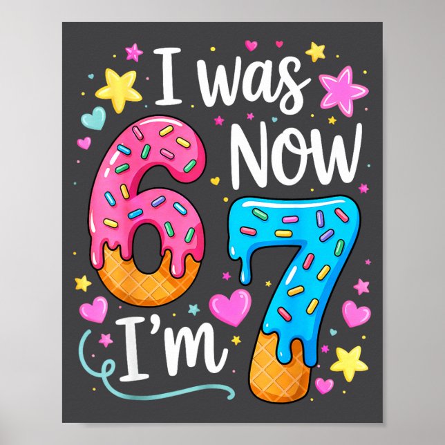 I Was 6 Now I'm 7 Year Old Birthday Kids Boys Girl Poster (Framsidan)