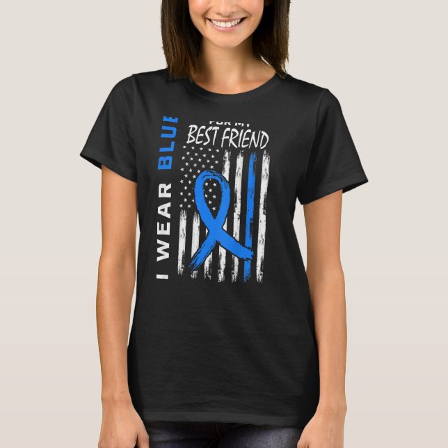 I Wear Blue Best Friend Diabetes Awareness Flag Ba T Shirt (Framsida)