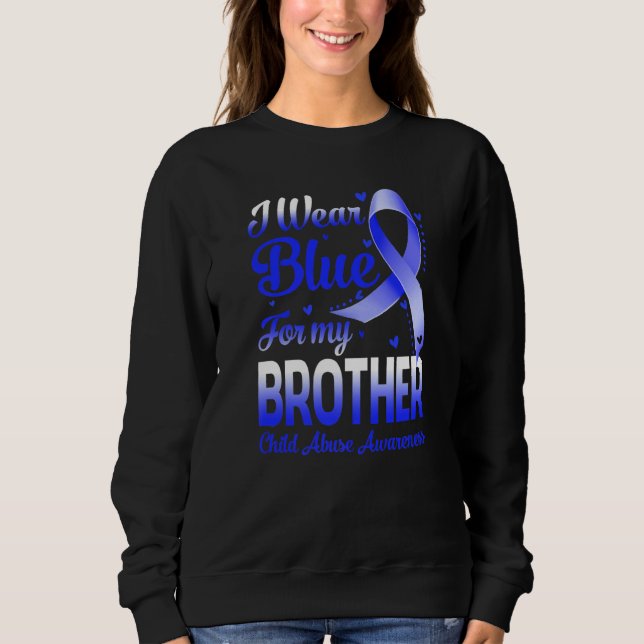 I Wear Blue For My Brother Child Abuse Awareness T Shirt (Framsida)