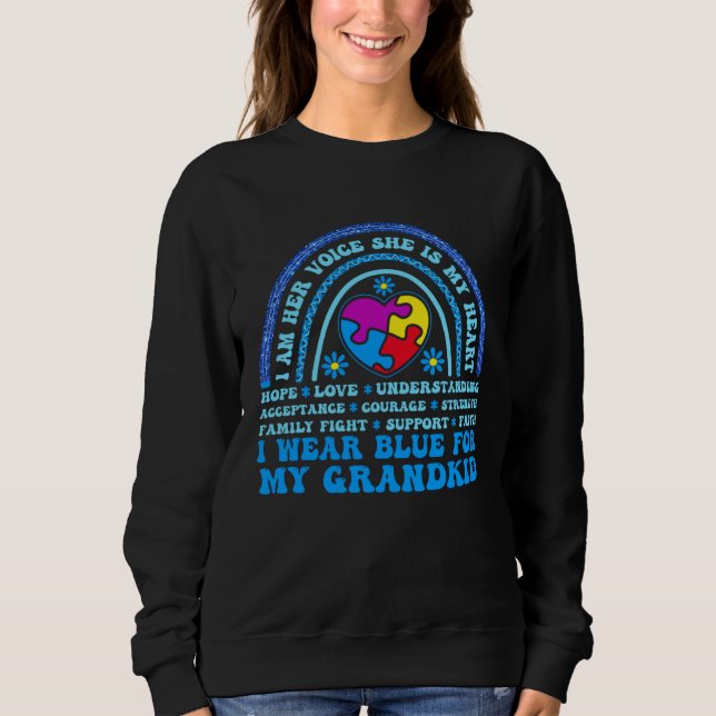 I Wear Blue For My Grandkid Autism Awareness Grand T Shirt (Framsida)