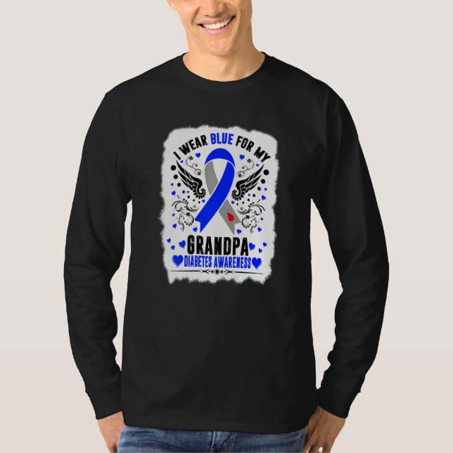 I Wear Blue For My Grandpa Diabetes Awareness Mont T Shirt (Framsida)