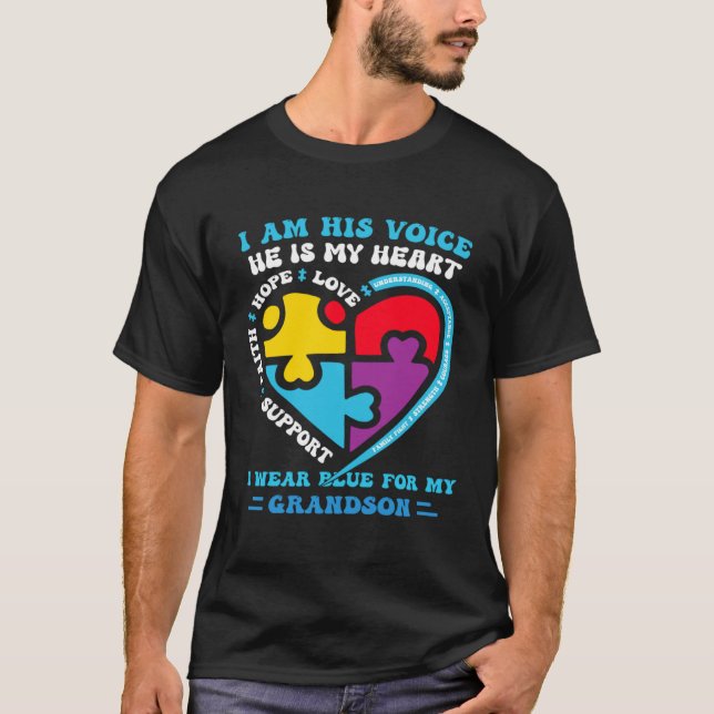 I Wear Blue For My grandson Autism Awareness groov T Shirt (Framsida)