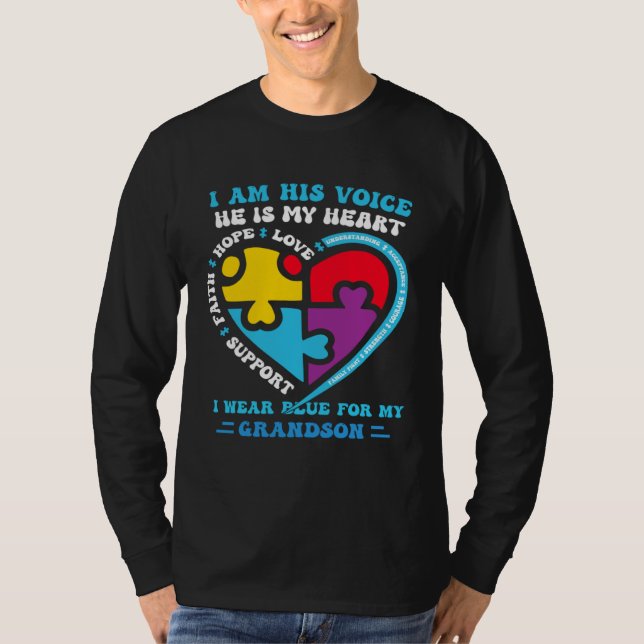 I Wear Blue For My grandson Autism Awareness groov T Shirt (Framsida)