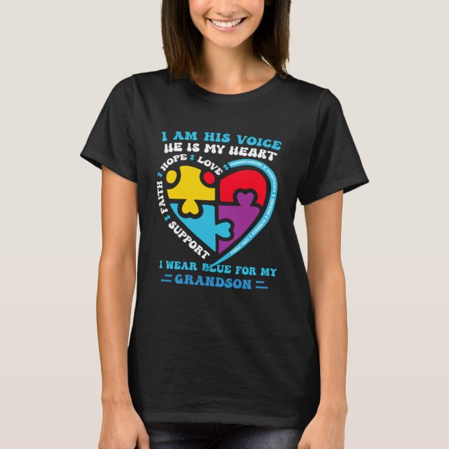 I Wear Blue For My grandson Autism Awareness groov T Shirt (Framsida)