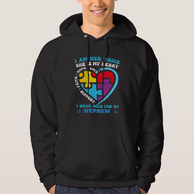 I Wear Blue For My nephew Autism Awareness groovy  Hoodie (Framsida)