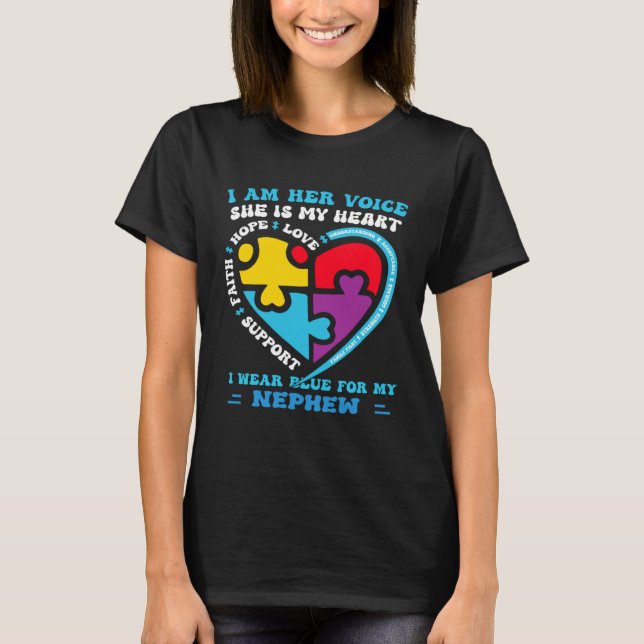 I Wear Blue For My nephew Autism Awareness groovy  T Shirt (Framsida)