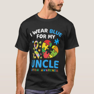 I Wear Blue For My Uncle Puzzle Autism Awareness M T Shirt