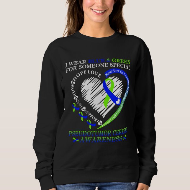 I Wear Blue & Green For Pseudotumor Cerebri Warrio T Shirt (Framsida)
