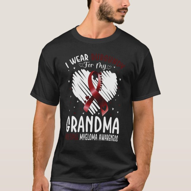 I Wear Burgundy For My Grandma Multiple Myeloma Aw T Shirt (Framsida)