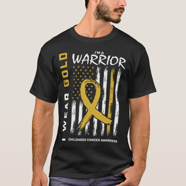 I Wear Gold Warrior Childhood Cancer Awareness Ame T Shirt (Framsida)
