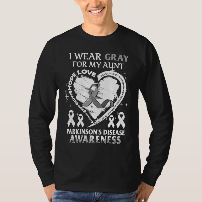 I Wear Gray For My Aunt Parkinson's Disease Awaren T Shirt (Framsida)