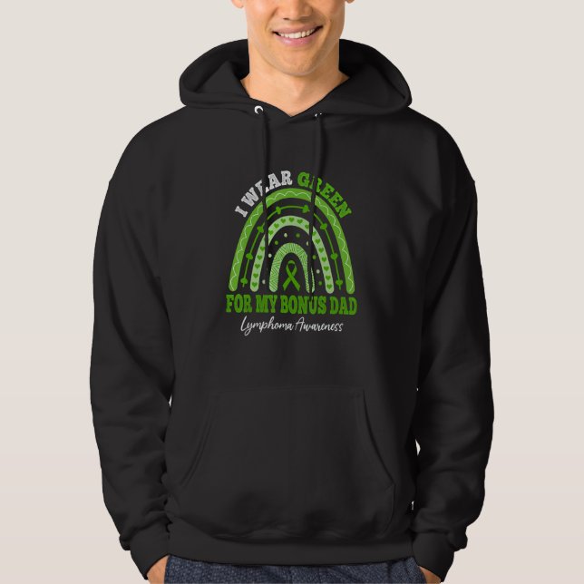I Wear Green For Bonus Dad Lymphoma Awareness Rain Hoodie (Framsida)