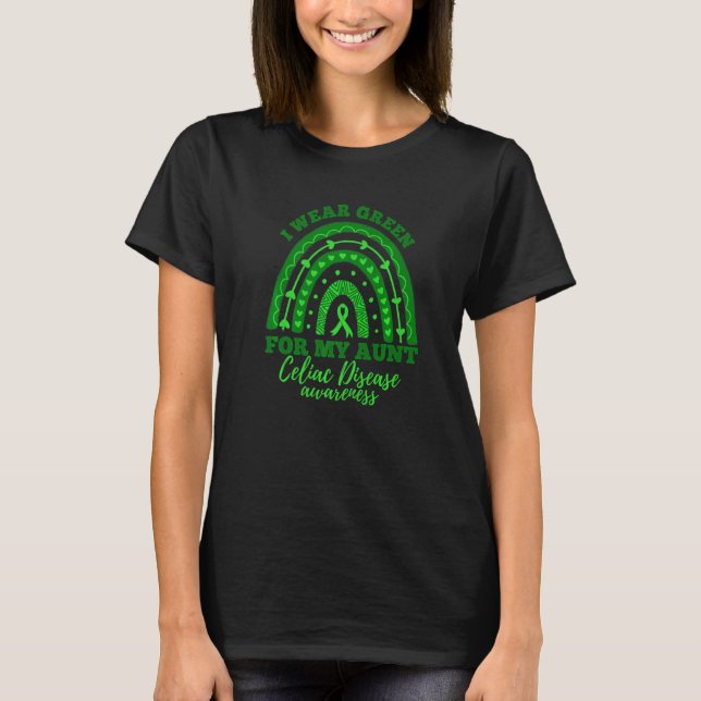I Wear Green For My Aunt Rainbow Celiac Disease Aw T Shirt (Framsida)