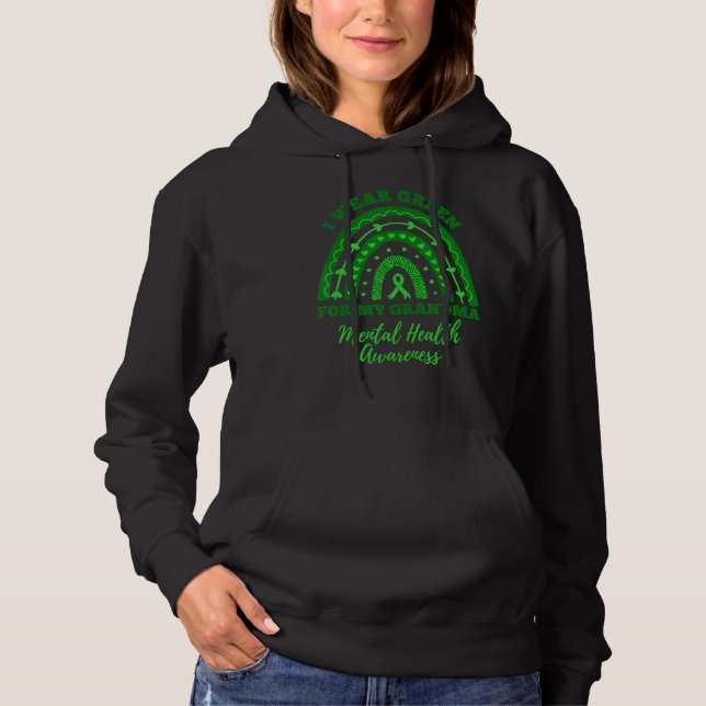 I Wear Green For My Grandma Rainbow Mental Health  T Shirt (Framsida)