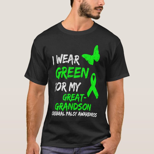 I Wear Green For My Great Grandson Cerebral Palsy  T Shirt (Framsida)