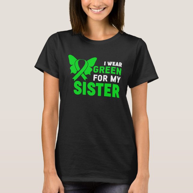 I Wear Green Ribbon Sister Dwarfism Awareness Litt T Shirt (Framsida)