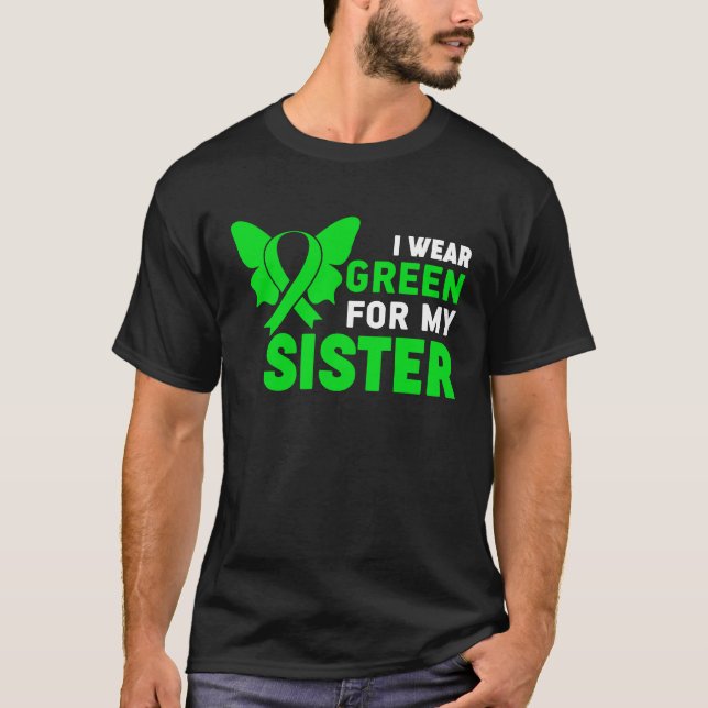 I Wear Green Ribbon Sister Dwarfism Awareness Litt T Shirt (Framsida)