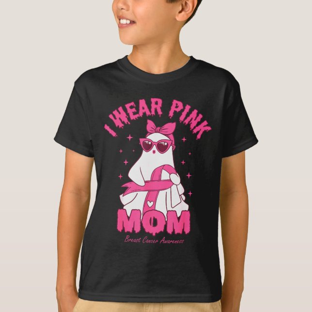 I Wear Nk For My Mom Boo Ghost Breast Cancer Aware T Shirt (Framsida)
