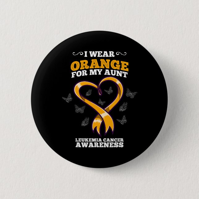 I Wear Orange Aunt Leukemia Cancer Awareness Blood Knapp (Framsida)