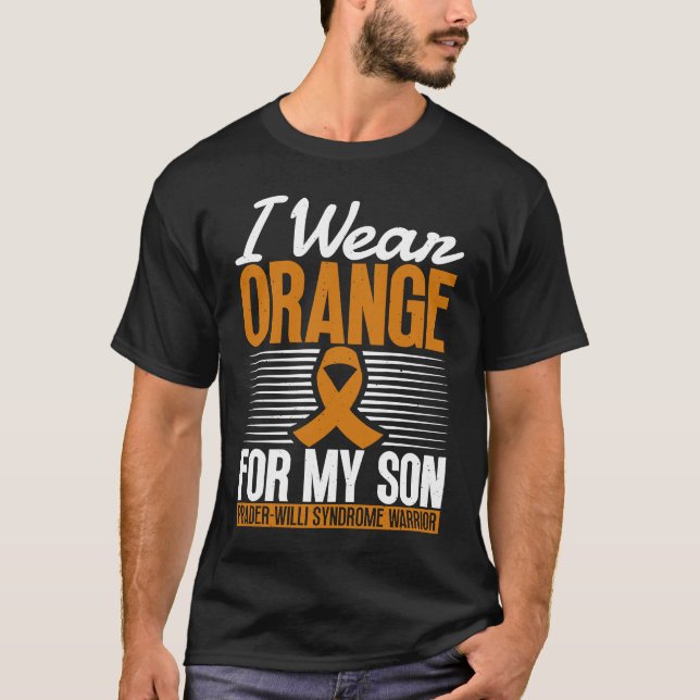 I Wear Orange For My Son  Prader Willi Syndrome Aw T Shirt (Framsida)
